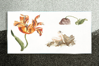 Floral motifs in delicate shades Glass Print
