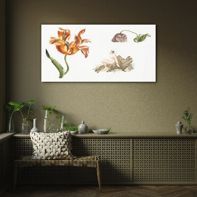 Floral motifs in delicate shades Glass Print