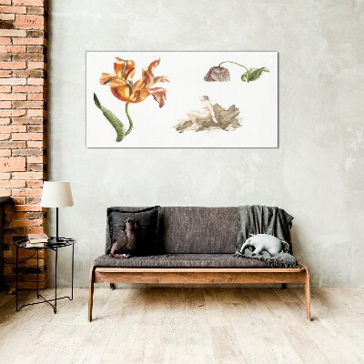 Floral motifs in delicate shades Glass Print