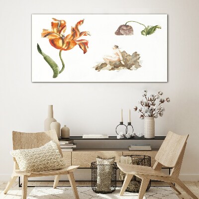 Floral motifs in delicate shades Glass Print