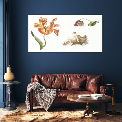 Floral motifs in delicate shades Glass Print