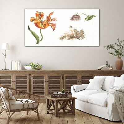 Floral motifs in delicate shades Glass Print