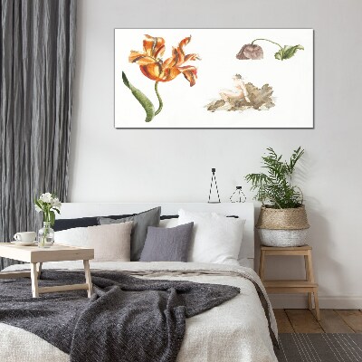 Floral motifs in delicate shades Glass Print