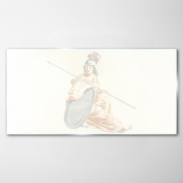 Defender with shield and spear Glass Print