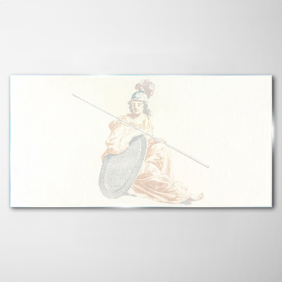 Defender with shield and spear Glass Print