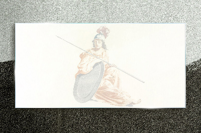 Defender with shield and spear Glass Print