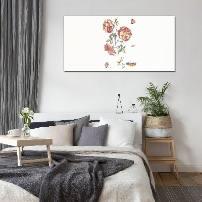 Floral motif with insects Glass Print
