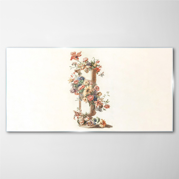 Floral vase with a nature motif Glass Print