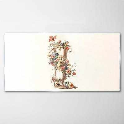 Floral vase with a nature motif Glass Print