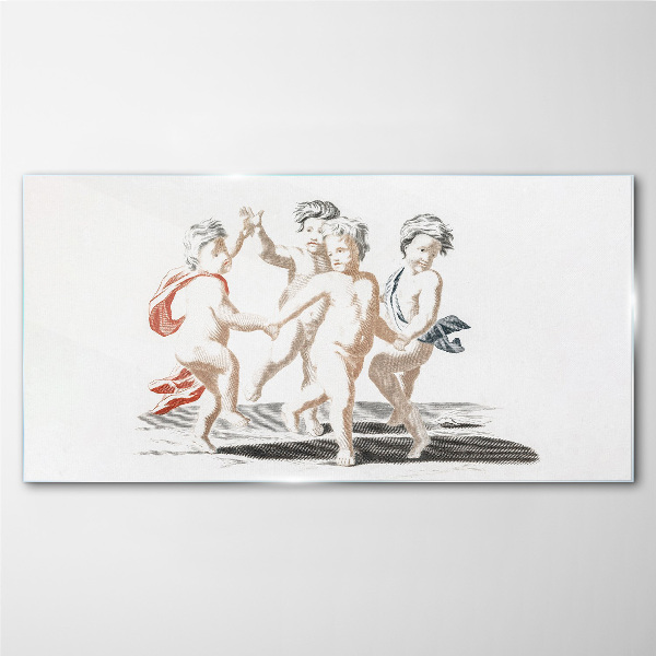Dancing children Glass Print