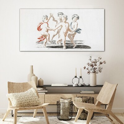 Dancing children Glass Print