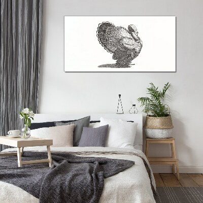 Drawing animal bird turkey Glass Print