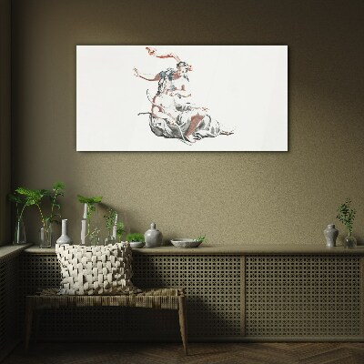 Mythological meeting Glass Print