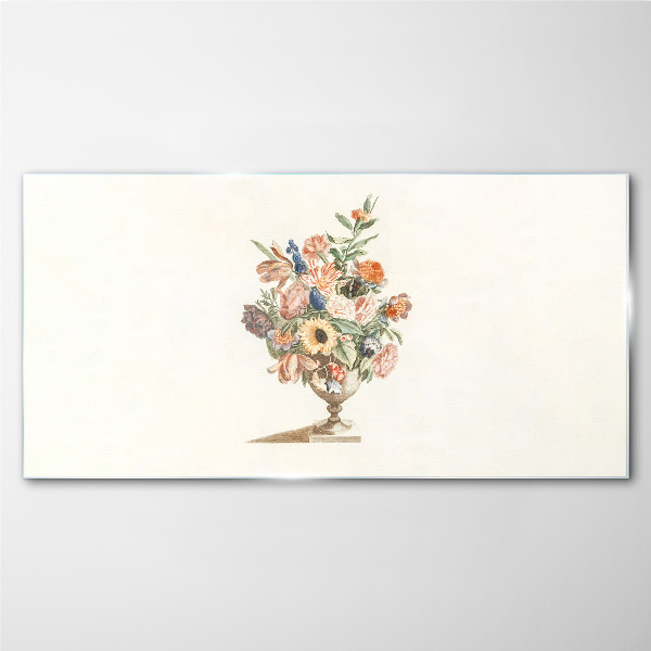 Vase with Flowers Glass Print