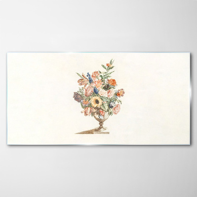 Vase with Flowers Glass Print