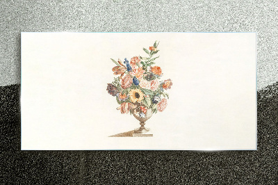 Vase with Flowers Glass Print