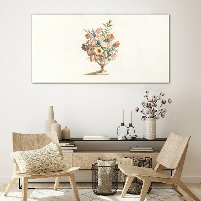 Vase with Flowers Glass Print
