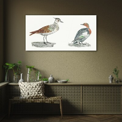 Birds in the colors of nature Glass Print