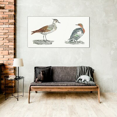 Birds in the colors of nature Glass Print