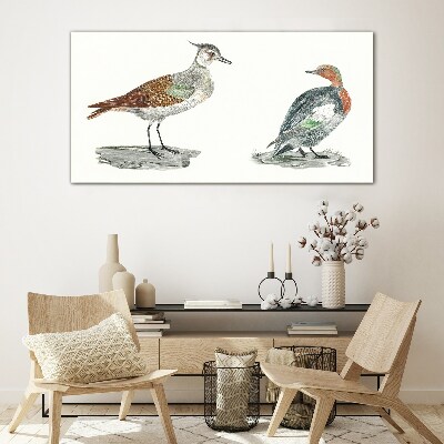 Birds in the colors of nature Glass Print