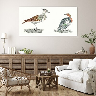 Birds in the colors of nature Glass Print