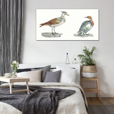 Birds in the colors of nature Glass Print