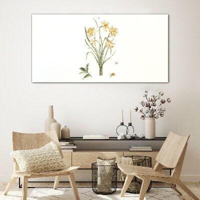 Daffodil flowers with a nature motif Glass Print