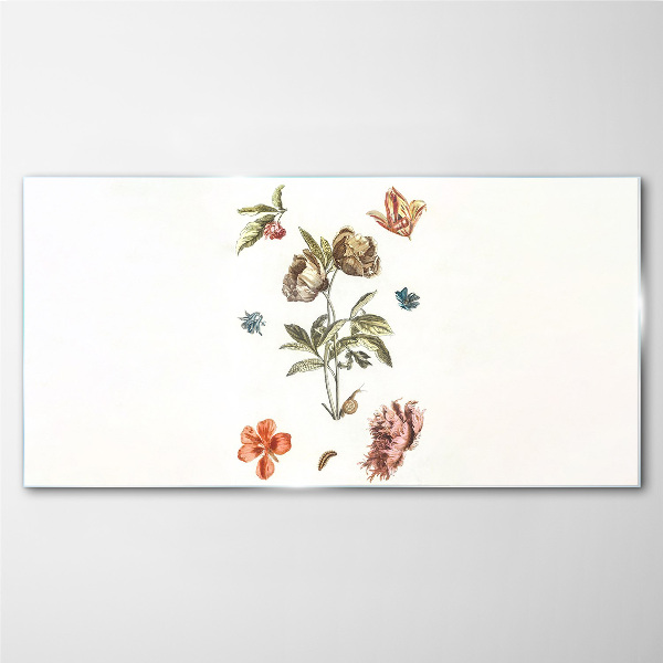 Floral motifs in pastel shades Glass Print