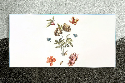 Floral motifs in pastel shades Glass Print