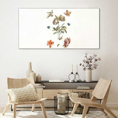 Floral motifs in pastel shades Glass Print