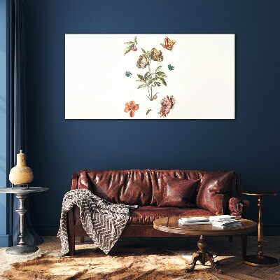 Floral motifs in pastel shades Glass Print