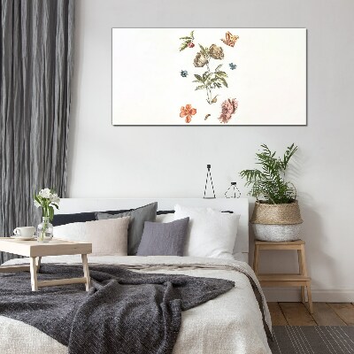 Floral motifs in pastel shades Glass Print
