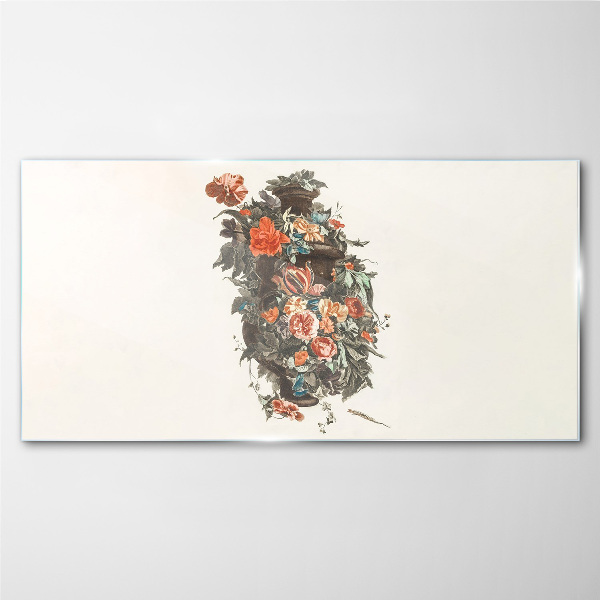 Floral vase in delicate colors Glass Print
