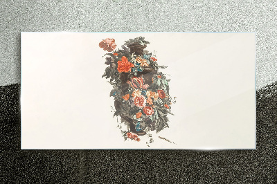 Floral vase in delicate colors Glass Print
