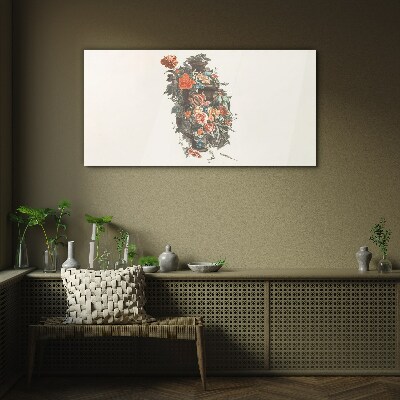 Floral vase in delicate colors Glass Print