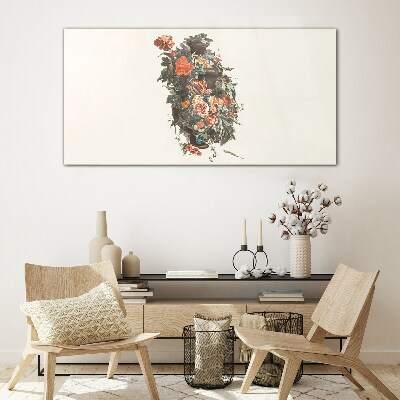 Floral vase in delicate colors Glass Print