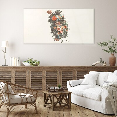 Floral vase in delicate colors Glass Print