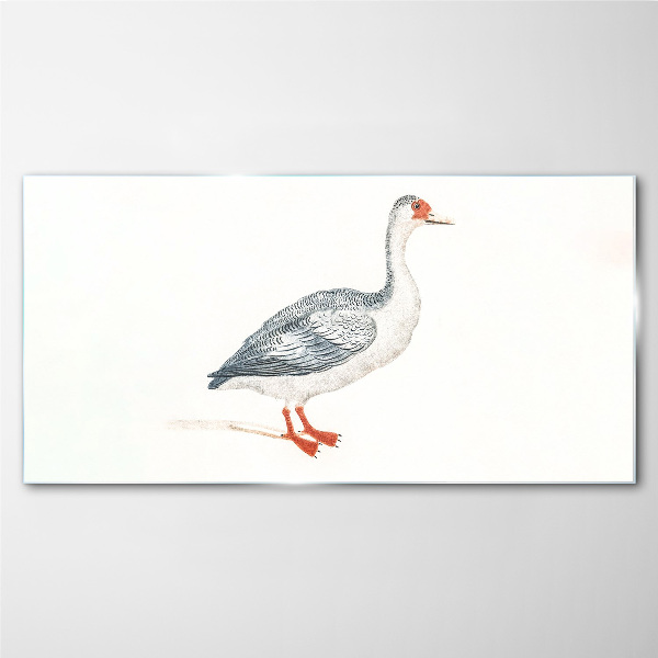 Goose in delicate shades Glass Print