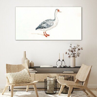 Goose in delicate shades Glass Print
