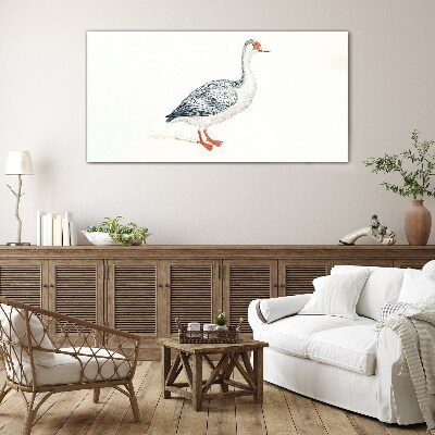 Goose in delicate shades Glass Print