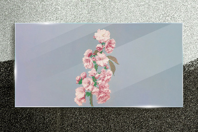 Floral landscape in pastel shades Glass Print