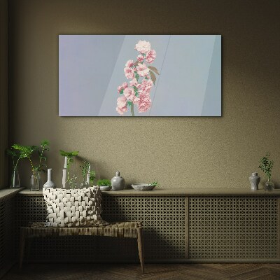 Floral landscape in pastel shades Glass Print