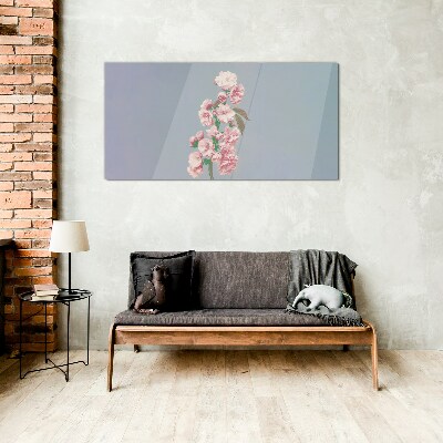 Floral landscape in pastel shades Glass Print