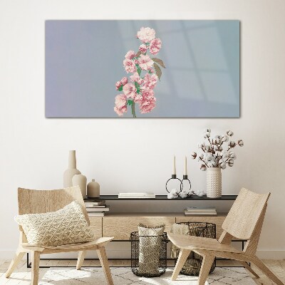 Floral landscape in pastel shades Glass Print