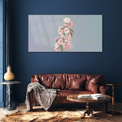 Floral landscape in pastel shades Glass Print