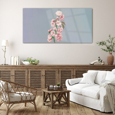 Floral landscape in pastel shades Glass Print