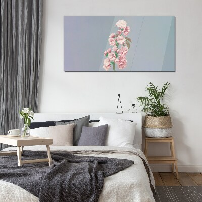 Floral landscape in pastel shades Glass Print