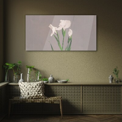 Flowers on a gray background Glass Print