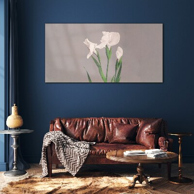 Flowers on a gray background Glass Print