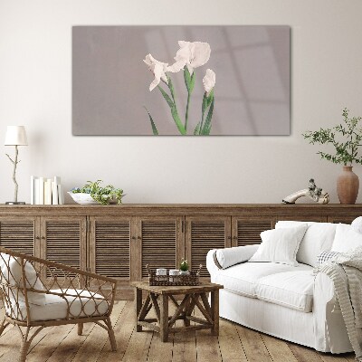 Flowers on a gray background Glass Print